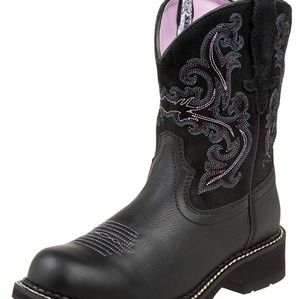Ariat western style leather cowboy boots black